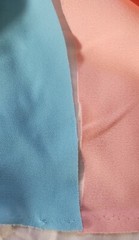 Vintage 1960s 1970s (2) Lots Knit Fabric Pink & Blue Remnants