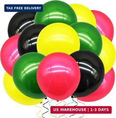 100 Pieces 12 Inch Black History Month Juneteenth Balloons, Red Yellow G