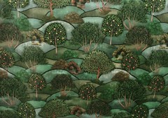 Green Meadow Velvet Curtain Upholstery Cushion Plush Soft Velvet Tree Fabric