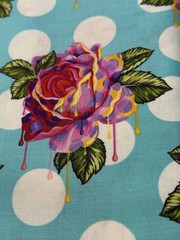 1/2 YARD Aqua PAINTED ROSES Curiouser Floral Multi Cotton Quilt Fabric Tula Pink