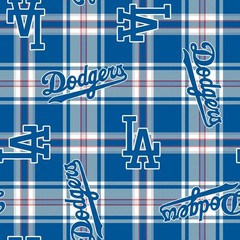 Los Angeles Dodgers Plaid MLB Fleece Fabric – 58″ Wide – Sold by The Yard & Bolt