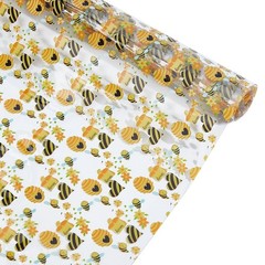 11.8 x 47.2 In Transparent Clear Honey Bee Printed TPU Jelly Vinyl Fabric