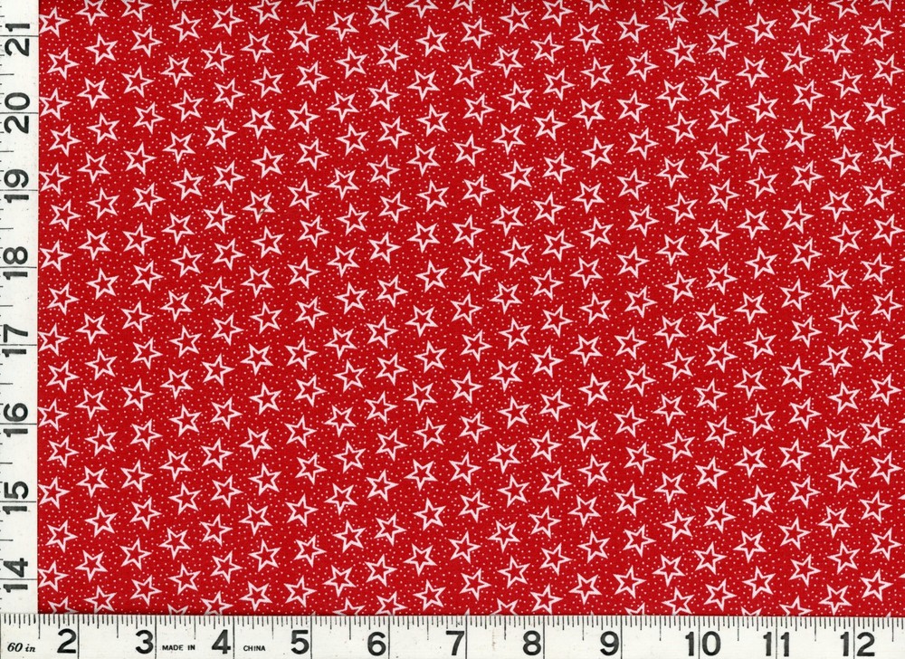 White Stars on Dotted Red Patriotic Quilting & Sewing Fabric by the Yard #1112