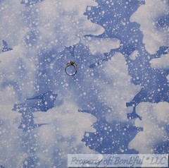 BonEful FABRIC FQ Cotton Quilt Blue White Snowflake Cloud Sky Scenic Print SALE