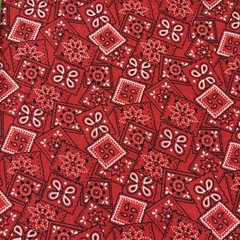 Fabric By The Yard – Red Bandana – 43” Wide – cotton/synthetic blend