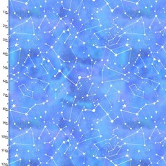 3 Wishes Fabric | Starlight Glitter Space Star Constellation Blue Purple | Yard
