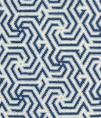 China Seas Quadrille Geometric Print Fabric- Maze Reverse Windsor Navy 0.45 yds