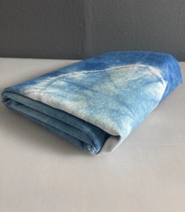 Hand Dyed ORGANIC INDIGO Shibori on ORGANIC NATURAL DENIM 59″ W x 46″ L