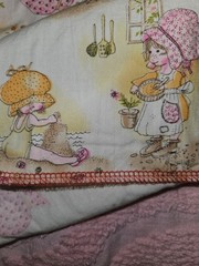 VTG J Manes Lot Of 3 HOLLY HOBBIE HTF Fabric Pieces Various Sizes Read