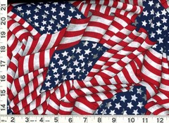 Red White Blue Waving Flags Patriotic Quilting Sewing Fabric by the Yard #1108