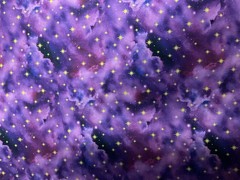 STARS METALLIC GOLD PURPLE COTTON FABRIC FQ