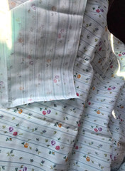 2.5 Yds Vintage Grannycore Cotton Dimity Print Blue with Ditzy Flowers