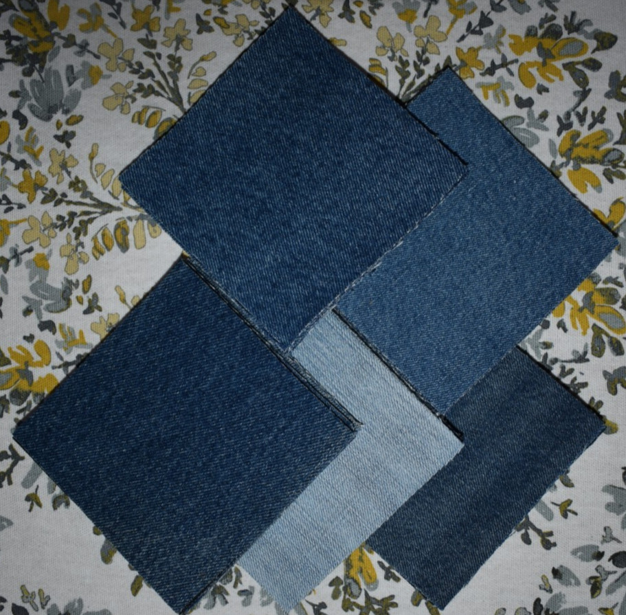 Denim Fabric Squares 4.5 inch Lot of 50 100% Cotton Blue Jean Quilt Craft Sew