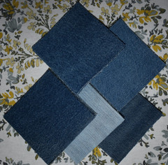 Denim Fabric Squares 4.5 inch Lot of 50 100% Cotton Blue Jean Quilt Craft Sew