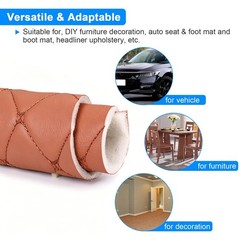 59″ W Vinyl Faux Leather Fabric Car Upholstery Home DIY Quilted 1/3/5 Yard Brown