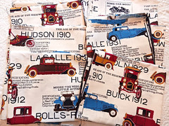 Vtg Cotton Canvas Fabric w Antique Cars Automobiles 6 Panels 44×36″ LaSalle Huds