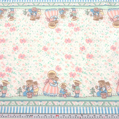 Vtg Pastel Bears Family Flowers & Unbranded Cotton Blend by the HALF YARD