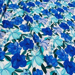 Printed Blue & Baby Blue Flowers Stretch Fabric 60″Wide Swimsuit Spandex By Yard