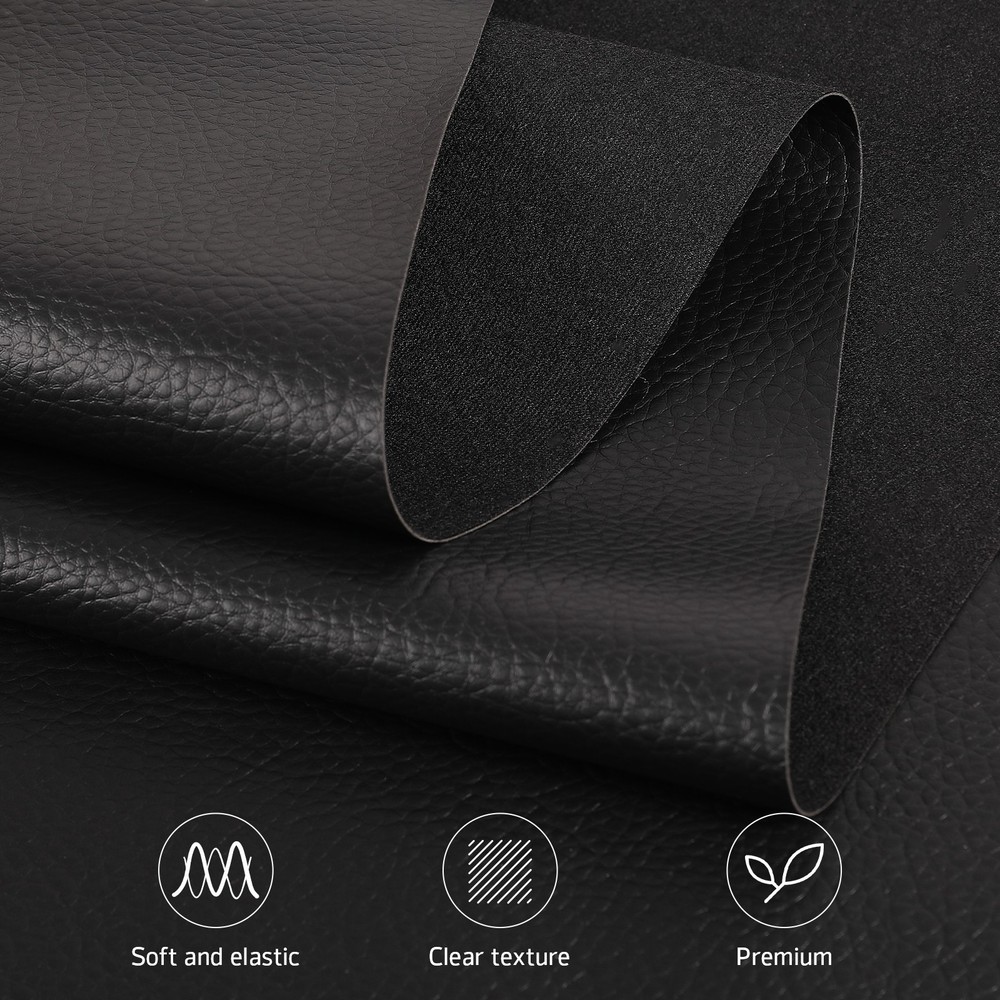 Black Faux Leather Fabric By the Yard Synthetic Repholstery Marine Vinyl for DIY