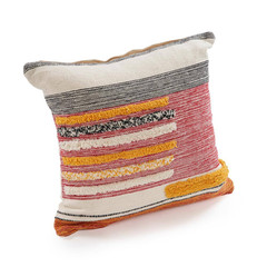 Eclectic Lined Multicolored Striped Hypoallergenic Polyester 18 In. X 18 In. Ind