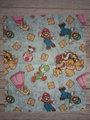 super mario fun fabric length blue 11.5 x 10 inch new
