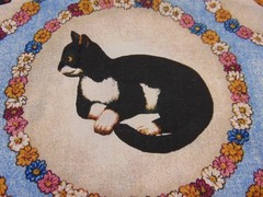 Cotton Fabric Kitty Cats All Over Print in Floral/Flower Circles 92″ x 46″
