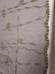 Embroidered Chiffon Fabric With Silver Mettalic Thread