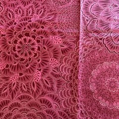 Dark Burgundy Red Pink Floral Large Flowers Medallion Joan Kessler 2 Yards