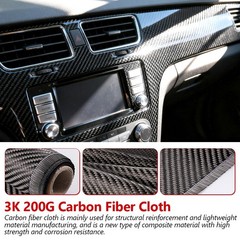 9.8ft x 7.87″ Carbon Fiber Black Sheet Carbon Fiber Fabric Roll for Cars DIY