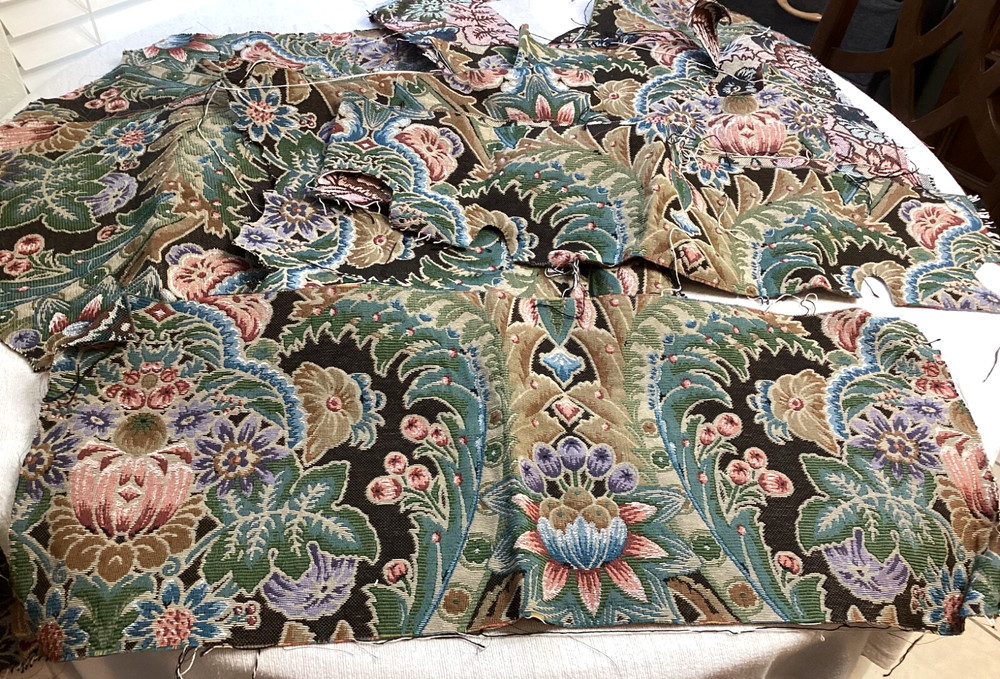 Vintage Upholstery Fabric Remnants Cut Pieces Multicolor Floral Crafts 2.3 Lbs.