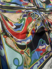 Italian Deadstock 100% Silk Twill Fabric Panel 22”x44” Emilio Pucci Logo