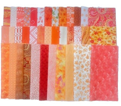 10″ Pre-Cut Fabric Squares – ORANGE Prints – 40 Pieces – NO Duplicates