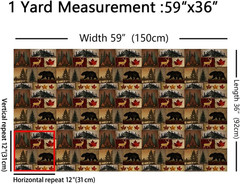 Hunting Animal Fabric by the Yard,Woodland Deer Bear Waterproof Outdoor Fabric,A