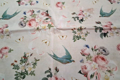 BTY Riley Blake ‘Rose & Violets’ C10410 Cream w/Pink Floral Birds Cotton Fabric