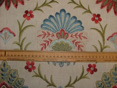 Embroidered Floral Curtain Fabric 0.85 Metres Amadore Poppy Upholstery Cushion