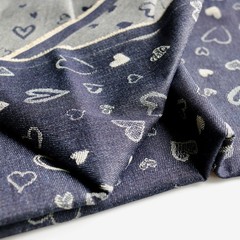 1 Yard 75 Inch 10oz NonStretch Cotton Jacquard Denim Fabric Heart Dark Blue
