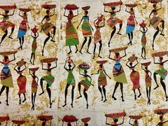 50x150cm Vintage African Village Cotton Linen Fabric DIY Craft Sewing Material