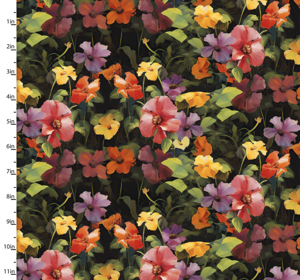 Fur-Ever Friends, Black Morning Glory, 44in wide, 3 Wishes Fabric BTY
