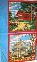 Fabric Pillow Panel Lincoln Textiles Tiffany Lauren Old Automobiles & Buildings
