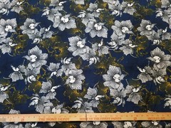 Navy floral Printed spandex stretchable Fabric wrinkle resistant 60” W Sold BTY
