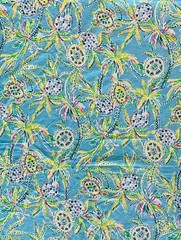 Lilly Pulitzer Slub Cotton Fabric Print Bermuda Blue Turtle 1 yd (36″x 64”)