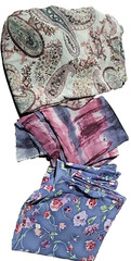 3pc Lot Fabrics Chiffon Floral Tye Dye Paisley Multicolor Craft Sewing