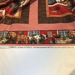 Farm Barn cotton fabric 6 Pillow Quilt Cheater Blocks 45″x53″ VIP Cranston