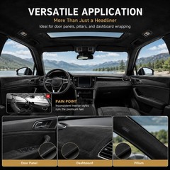 Black Suede Headliner Fabric W Adhesive Interior Roof Upholstery Size Options