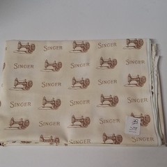 SINGER Cotton Fabric Sewing Machine Print Beige Brown 1 1/4 Yds Up to 45″