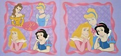 Disney Princesses Cinderella Snow White Aurora Belle Cotton Fabric Pillow Panel