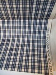 Past & Presents Daisy Kingdom Tan Navy Plaid #7143 Cotton 1994 VTG 1Y15″X44″W
