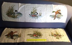 Fabric panel ~ 6 different WILD DUCK BLOCKS waterfowl, realistic, 14 x 12 each