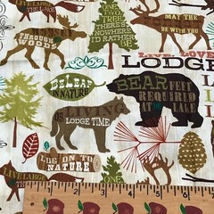 Home Is In The Woods Country Theme Fat Quarter (18″ x 22″) Cotton Fabric Brown
