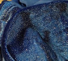 Blue Glitter Velveteen Costume Fabric Soft Stretchy Sparkles Shimmers 4.8 Yards